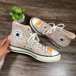 Converse JW Anderson Chuck Taylor 70 Hi Glitter Nasturtium Embellished Sneakers